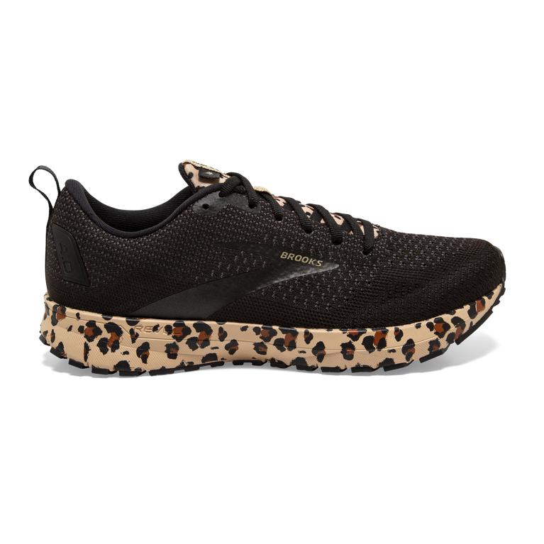 Brooks Revel 4 Road Running Shoes - Women's - Black/Latte/Metallic/Leopard/Khaki (39012-IUNJ)